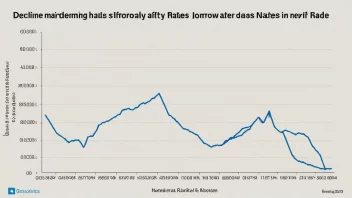 En linjegraf som viser en nedadgående trend, og illustrerer nedgangen i spedbarnsdødelighet i Norge.