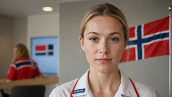 En kvinne med et norsk flagg i bakgrunnen, som representerer navnet Dagmar