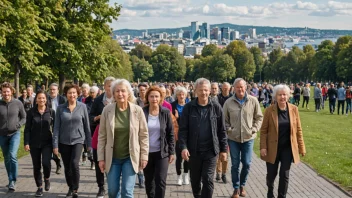 En mangfoldig gruppe mennesker fra Oslo går sammen i en park.