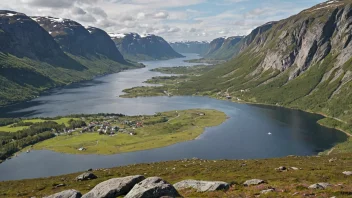 Et vakkert norsk landskap med en skilt eller et kart som viser navnet 'Austlid' eller 'Austlids'.