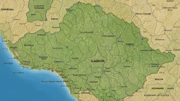 Et kart over Gabon, som viser landets geografiske egenskaper og naturressursene.