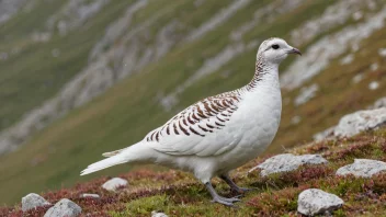 En grågjess i fjellet, med sin karakteristiske grå fjærdrakt og et vakkert landskap i bakgrunnen.