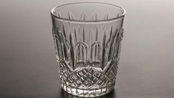 Et brennglass, en type glass for sterke drikker, på en bord eller hylle.