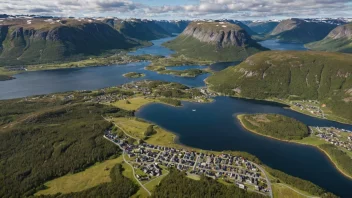 Flyfoto av Hovden, en liten by i Aust-Agder.