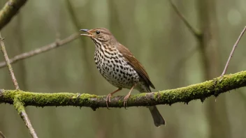 En trost sitter på en gren i skogen og synger sin melodiøse sang.