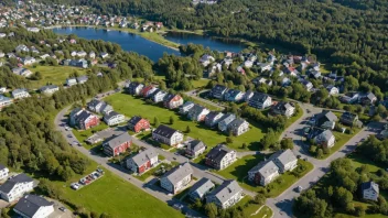 Flyfoto av Sagenes, et boligområde i Bærum kommune, nær Oslo.