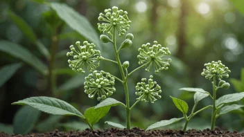 Et bilde av en plante med alkaloider, som illustrerer den naturlige forekomsten av disse nitrogenholdige forbindelsene.