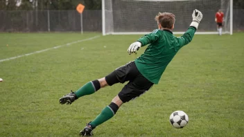 En førstekeeper i aksjon, med ballen eller pucken flygende mot dem.