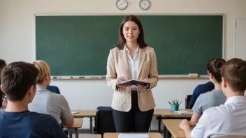 En instruktør som står foran en tavle og underviser en gruppe studenter.