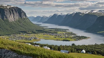 Et malerisk landskap av Sørfold kommune i Norge.