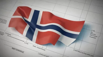 En finansiell graf med et norsk flagg i bakgrunnen.