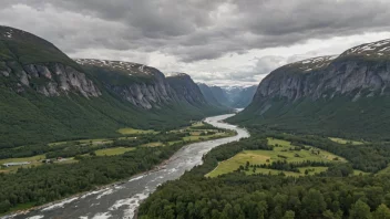 En malerisk dal i Norge med en fredelig atmosfære.