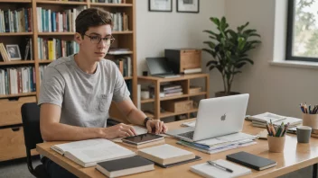 En student i en fredelig studiemiljø.