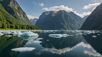 En sjelden og åndeløs fjordis-isformasjon i en majestetisk norsk fjord.