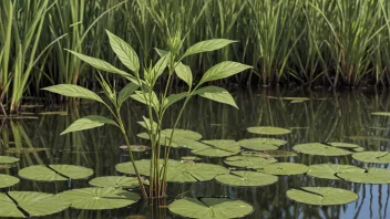 Et bilde av en starrplante som vokser i et våtmarksområde.