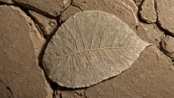 Et fossilisert blad innstøpt i stein, som illustrerer prosessen med forstening.