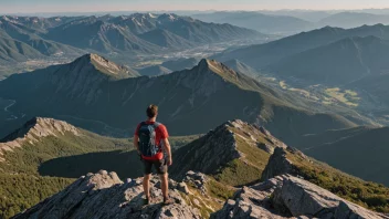 En person som står på en fjelltopp og tar inn utsikten