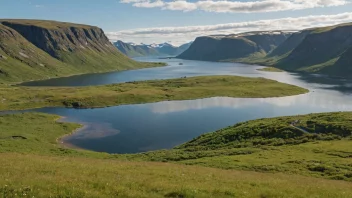 Et pittoreskt landskap av Mosbakk, Norge.