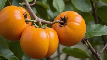 En kaki-frukt med sin oransje-gule farge og saftige fruktkjøtt.