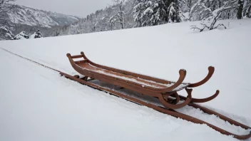 Et tradisjonelt norsk kjelke som brukes av barn til å gli ned en snødekt bakke.