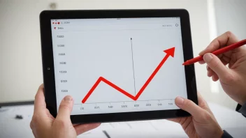 En person som analyserer en graf som viser en nedadgående trend, noe som indikerer et potensielt tap eller risiko.