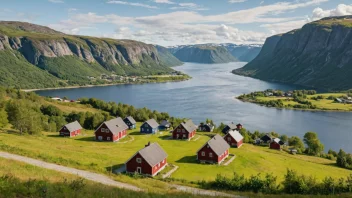 Et pittoreskt bilde av Hjaltlands-regionen i Norge, som viser dens naturskjønnhet og kulturelle arv.