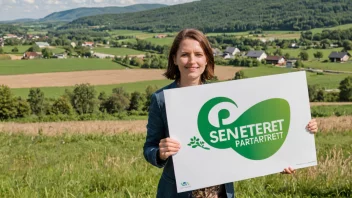 En person som viser støtte for Senterpartiet i en landlig setting.