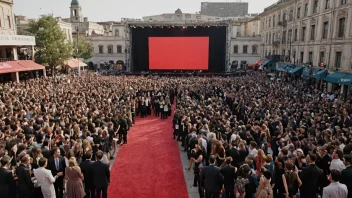 Et bilde av en filmfestival med mange mennesker og en stor skjerm