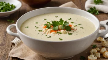 En deilig og næringsrik bolle med blomkålsuppe.