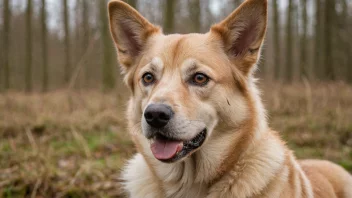 En skjødehund som sitter på en grønn gressplen med et glad uttrykk i ansiktet.