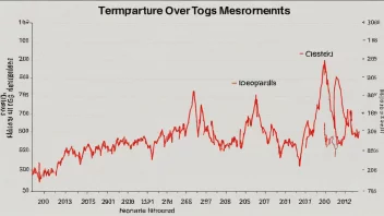 Graf som viser temperaturmålinger for februar over flere år, med en økende trend.