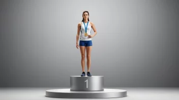 En person som står på et podium med en sølvmedalje, symboliserer en sekundær plass eller posisjon.