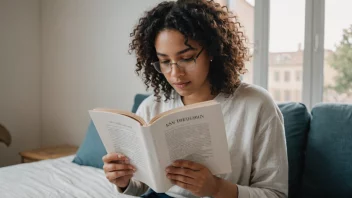 Et bilde som representerer begrepet avlesbarhet, med en person som leser en bok i en klar og lesbar skrift, omgitt av en subtil bakgrunn som representerer klarhet og forståelse