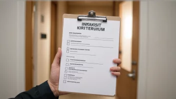 En illustrasjon av en person som vurderer kriterier for inntak eller opptak.