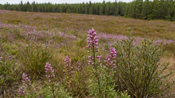 En lyngtuensplante som vokser på et heiområde, med sine karakteristiske blomster i blomst.