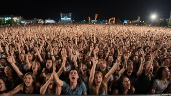 En stor menneskemengde samlet på en konsert eller festival.