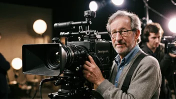 Et bilde av Steven Spielberg på en filmsett.