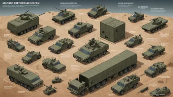 Et militært forsvarssystem med ulike komponenter og strategier.