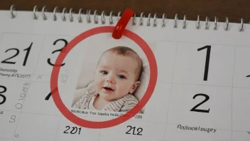 En kalender med en merket fødselsdato og et babybilde.