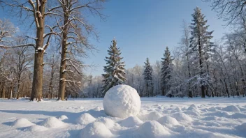 En snøklump på bakken med mindre snøklumper rundt.