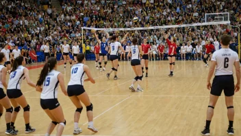 En volleyballkamp med to lag som konkurrerer.