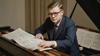 Et portrett av Dmitrij Sjostakovitsj, en russisk komponist.