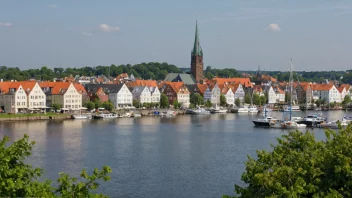 Et malerisk bybilde av Flensburg, Tyskland.