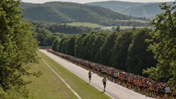 En maratonløype med løpere