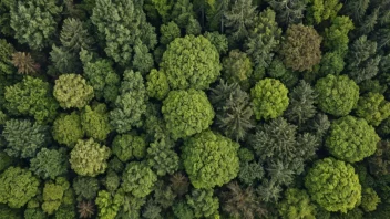 En skog med en blanding av friske og usunne trær.