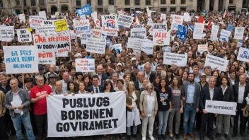 En gruppe mennesker fra ulike politiske partier som protesterer mot den nåværende regjeringen på en byplass.