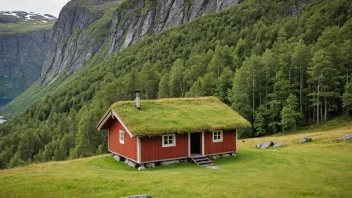 En liten, tradisjonell norsk trehytte.