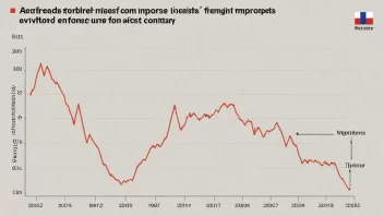 En linjegraf som viser veksten i import fra et fremmed land over tid.