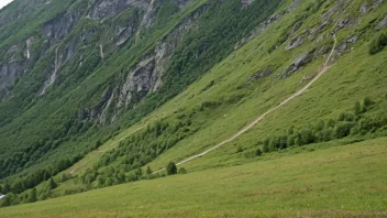 Et vakkert landskap av en skrående åker eller område med bratte skråninger i Norge